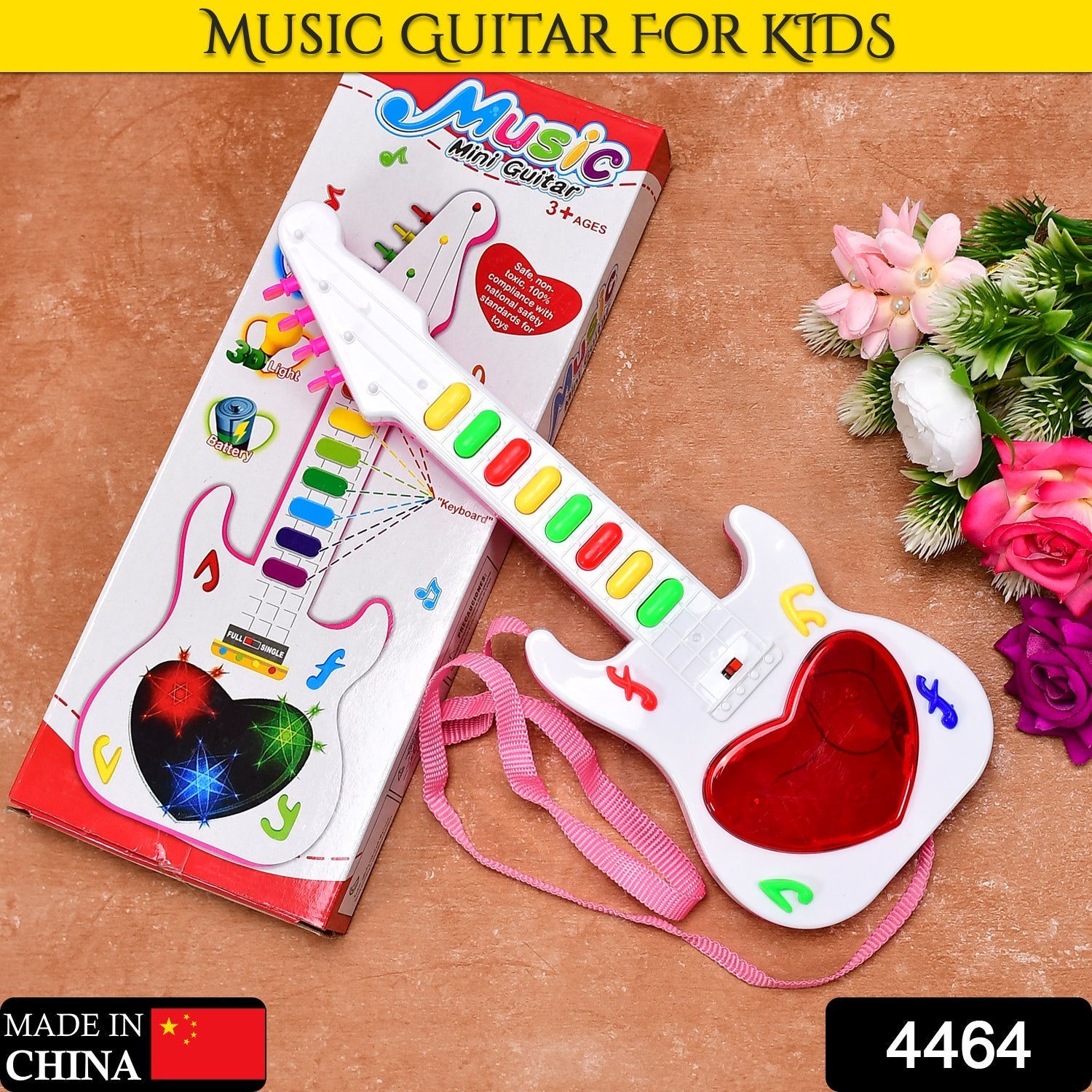 Musical guitar toy with lights for 3+ years. Musical guitar toy with lights for 3+ years.